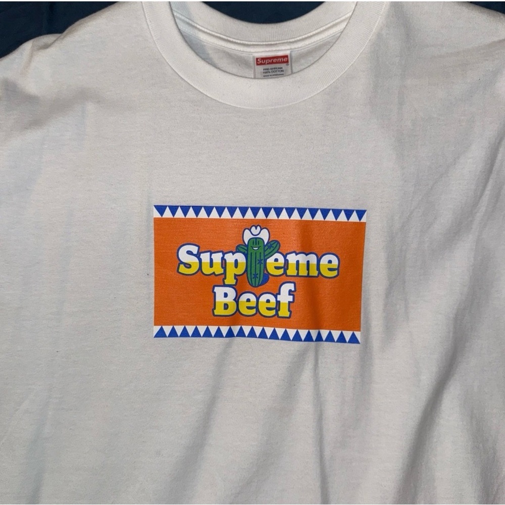Supreme White Tee supreme beef logo men’s sz large new without tags